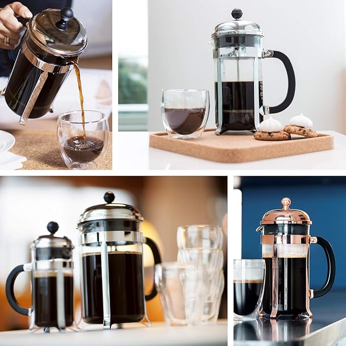 Bodum 34oz Chambord French Press Coffee Maker High-Heat Borosilicate Glass Stainless Steel Black – Made in Portugal