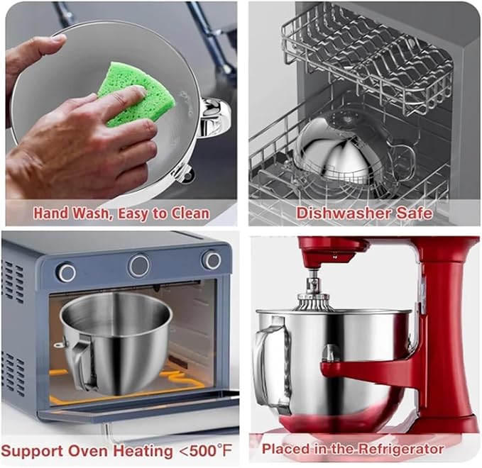 7QT Stainless Steel Mixer Bowl Compatible for Kitchenaid 7QT Tilt-Head Mixers KSM70SKXXV8 KSM70SKXXCA KSM70SKXXBK with Handle