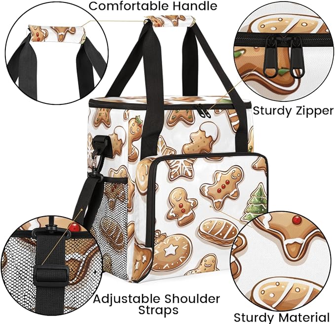 Cute Gingerbread Man Coffee Maker Carrying Bag Portable Travel Storage Tote Bag Compatible with K-Mini or K-Mini Plus Single Serve Coffee Brewer Carrying Case with Multiple Pockets &amp Shoulder St