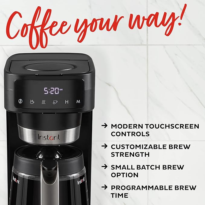 Instant Infusion Brew Plus 12 Cup Drip Coffee Maker From The Makers of Instant Pot with Adjustable Brew Strength Removable Water Reservoir and Warming Plate with 3 Temperature Settings Black