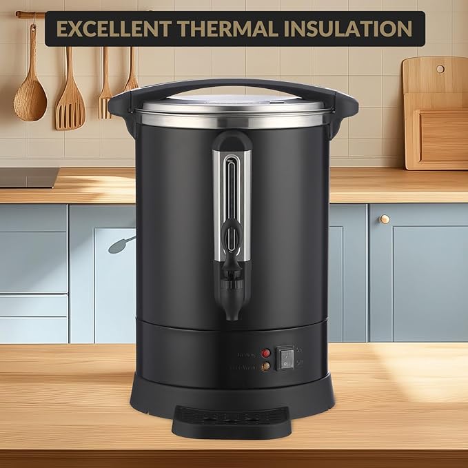100 Cup Commercial Coffee Urn14L Large Capacity Stainless Steel Coffee Maker Electric Hot Beverage Dispenser with Automatic Temperature Control &amp Faucet for PartyCatering Business(Black)