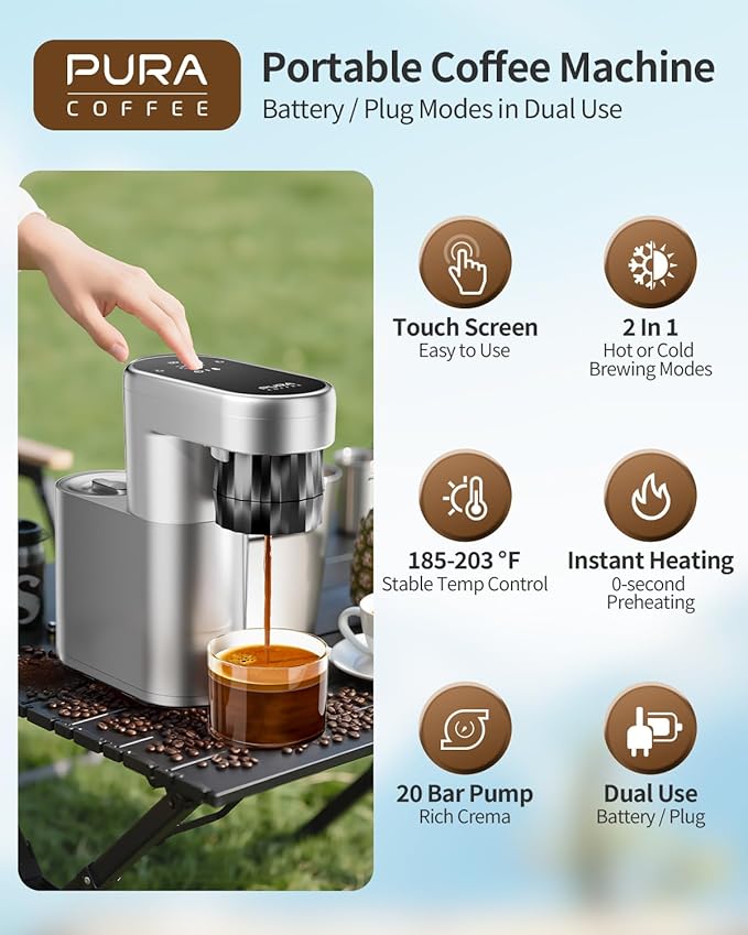 C1 Pro Compact Mini Espresso Machine with NS Capsule &amp Ground Coffee Rechargeable Portable Espresso Maker Electric Small Espresso Machine for Travel RV Car Camping Hiking Office Home with Rich C