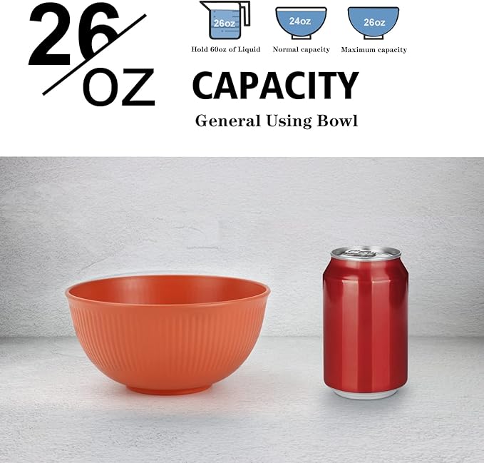 Wrova wheat straw plates and bowl sets with 16oz mugs - unbreakable dinnerware sets of 22 - Colorful Series2