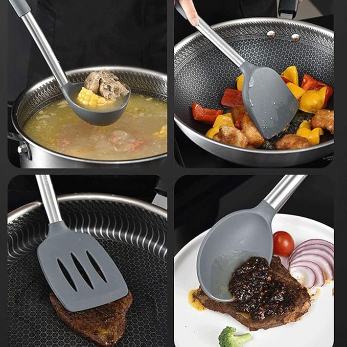 Hot Cookware 6 Piece Heat Resistant Scratch Resistant Silicone Cookware Set Silicone Shovel Spoon Set Combination