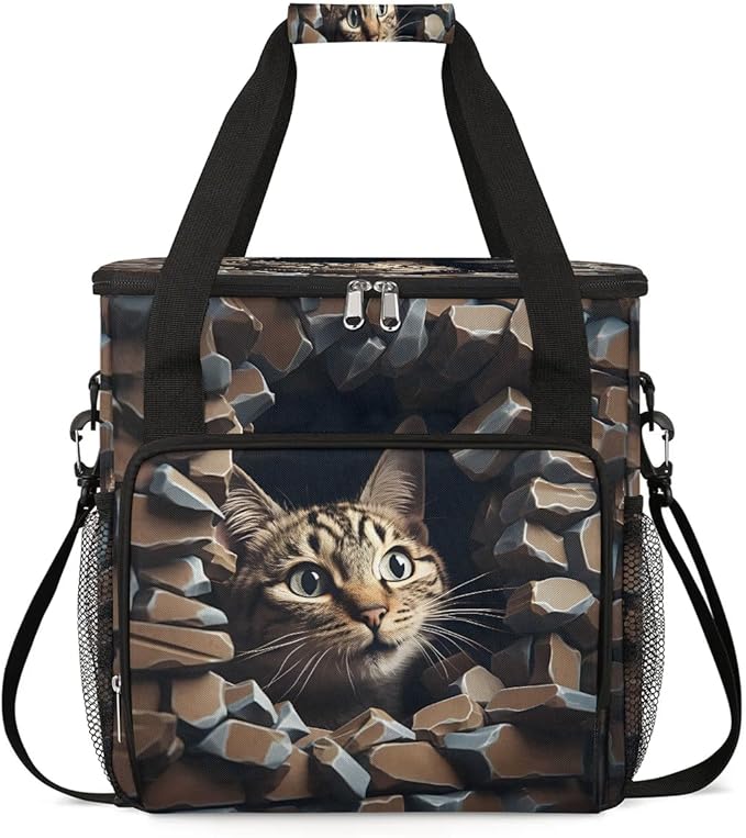 Funny Cat Coffee Maker Travel Bag for K-Mini or K-Mini Plus Single Serve Coffee Brewer Portable Storage Tote Case for Tarvel