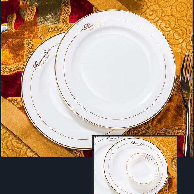 Elegant Dinnerware Set Dinner Plates Bowls Set Ceramic Tableware Set European-Style Phnom Penh 56-Piece Kitchen Plate And Bowl Set