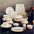 Dinnerware Set Dinner Party Tableware Service Set 58 Pieces Relief Bone China Dinnerware Sets | Porcelain Steak Plate and Cereals Bowls for Christmas Party and