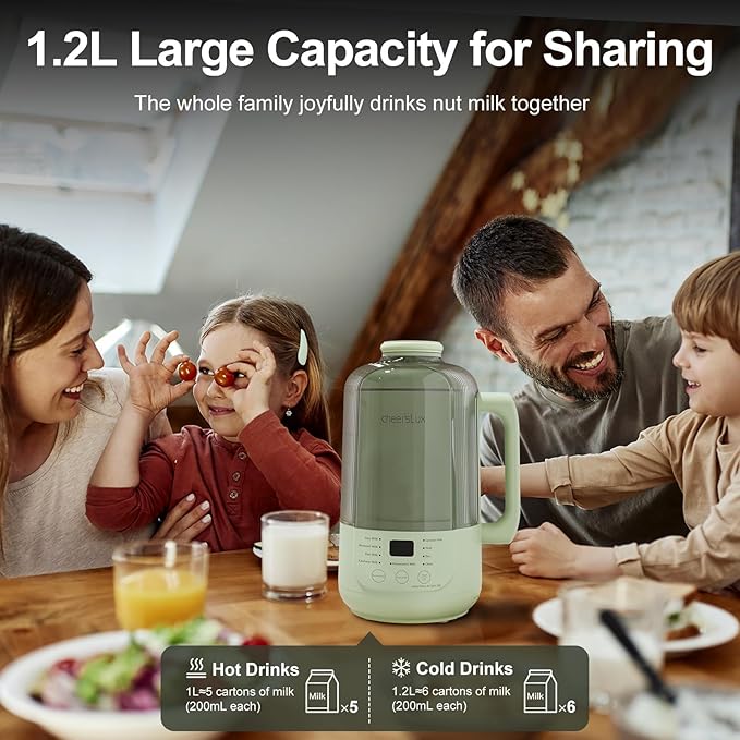 9 in 1 Nut Milk Maker Machine 40oz Nut Milk Maker for Soy Almond Oat Plant Based Milks and Non-Dairy Milk Automatic Soy Milk Maker with Low Noise/12-hour Delay Start/Auto Clean/Keep Warm