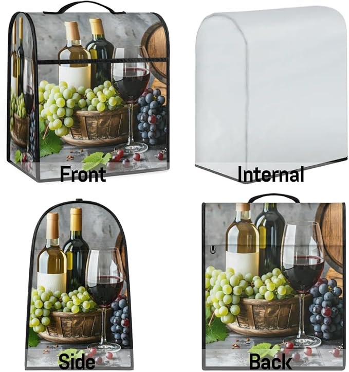 cfpolar Kitchen Aid Mixer Cover Compatible with 6-8 Quarts Fruit Grape Wine Pattern Stand Mixer Cover Kitchen Aid Mixers Accessories Appliance Organizer Bag Dust Covers with Zipper Pocket