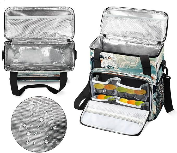 Waves Ocean Design Coffee Maker Travel Bag for K-Mini or K-Mini Plus Single Serve Coffee Brewer Portable Storage Tote Case for Tarvel