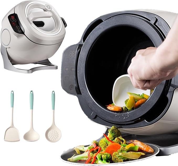 Automatic Kitchen Fried Rice Machine Drum Cooking Machine 360° Rotating &amp 3D All-Round Heating for Stir FryingStewingCooking3-Speed Adjustable- with 3 Cooking