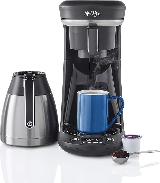 Mr. Coffee Coffee Maker Programmable Coffee Machine for Single Serve or Carafe Coffee 10 Cups Black