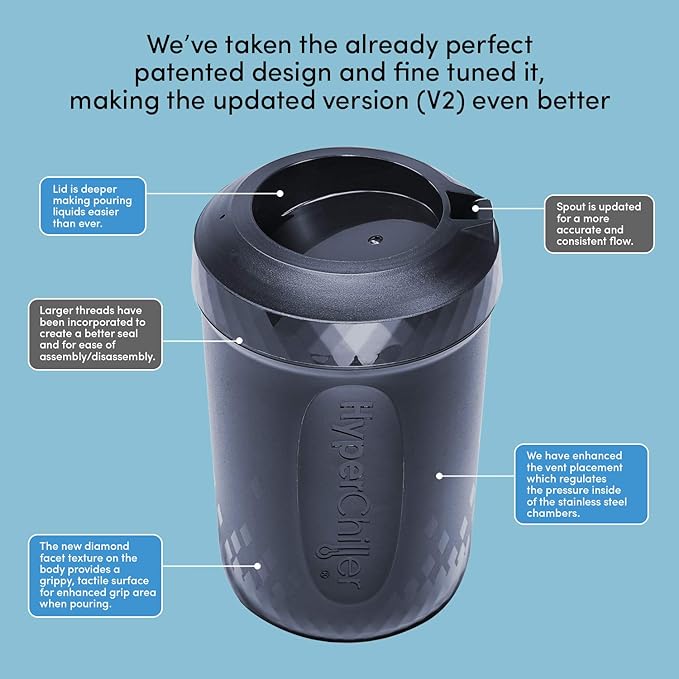 HyperChiller HC2BG Patented Iced Coffee/Beverage Cooler NEW IMPROVEDSTRONGER AND MORE DURABLE! Ready in One Minute Reusable for Iced Tea Wine Spirits Alcohol Juice 12.5 Oz Slate Blue