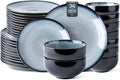 LERATIO Ceramic Dinnerware Sets for 12 36 Pieces Plates and Bowls Sets Dishwasher&ampMicrowave Safe&ampOven Safe-Service for 12-36pcs-Dreamy Moonlight-Gray White