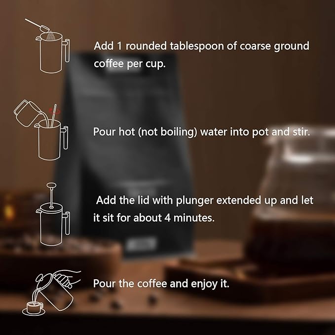Insulated French Press Coffee Maker Stainless Steel Double-Wall Metal 3 Level Filtration System Rust-Free Dishwasher Safe