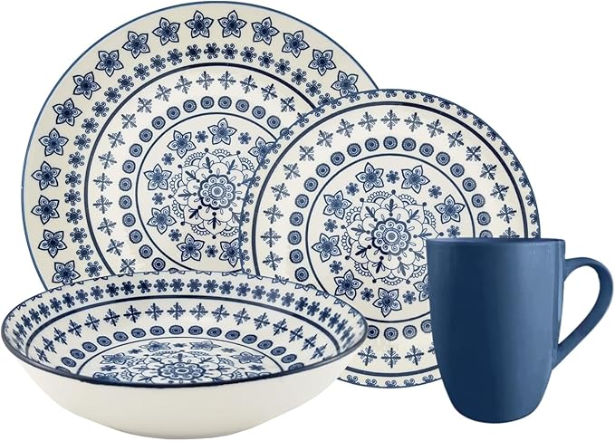 EUROSTAR Azure 16-Piece Dinnerware Set Service for 4