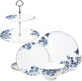 Fine Bone China Dinnerware Set for 4 2-Tier Afternoon Tea Stand Porcelain Cupcake Stand Serving Tray