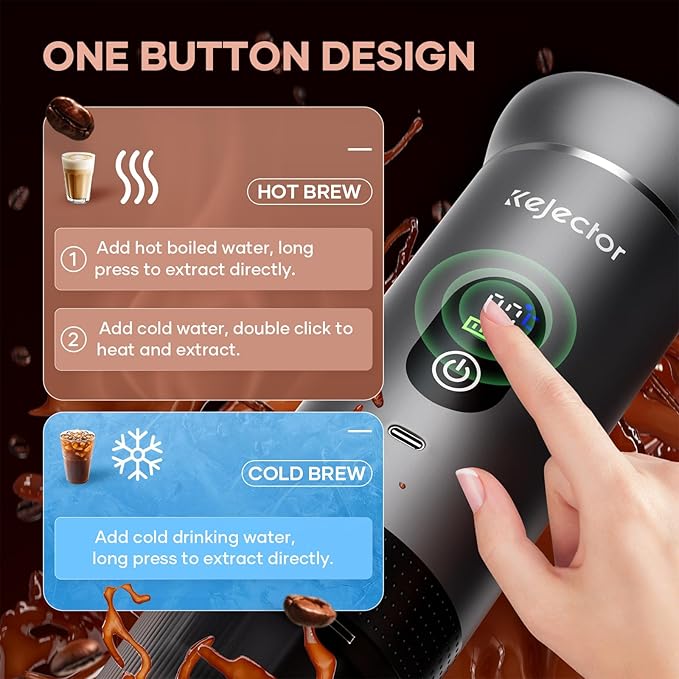 Portable Coffee Maker Espresso Machine Small Electric Battery Operated Coffee Cup Mini Espresso Machines Self-Heating Car Travel Espresso Pod Maker 3-IN-1 Ground Coffee &amp NS Capsule Hiking Campin