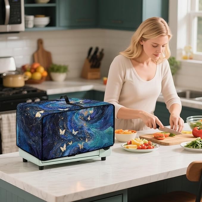 Galaxy Butterfly Printed Toaster Oven Air Fryer Cover Heavy Duty Bread Maker Machine Covers with Accessory Pockets Kitchen Small Appliance Protector S