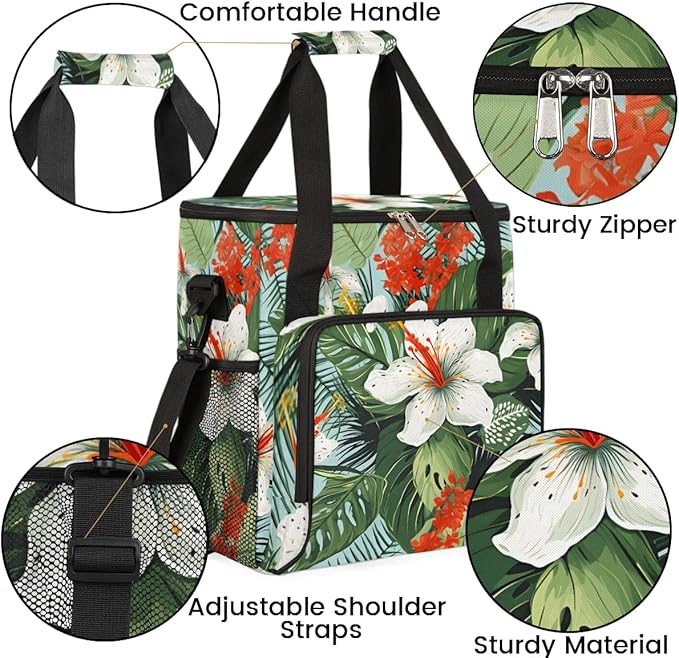 Coffee Maker Carrying Bag Palm Leaves Flower Single Cup Coffee Maker Travel Bag Compatible with Keurig K-Mini or K-Mini Plus Portable Storage Bag with Shoulder StrapAZ-208