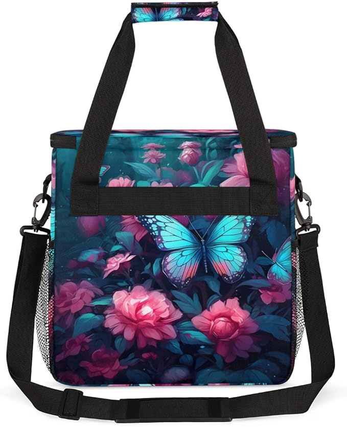Dreamy Butterfly Coffee Maker Carrying Bag Cute Butterfly Travel Storage Bag Compatible with K-Mini or K-Mini Plus Single Serve Coffee Brewer Carrying Case with Multiple Pockets &amp Shoulder Strap