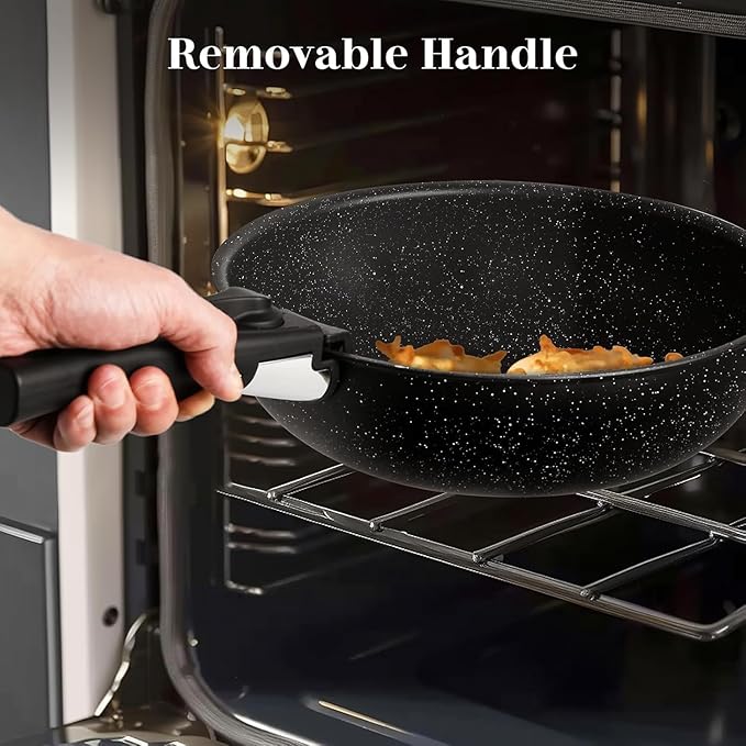 Pots and Pans Set Non Stick 12 Pcs Cooking Pot Kitchen Set with Frying Pans and Sauce Pans Dishwasher and Oven Safe PFAS PFOA PFOS Free Black