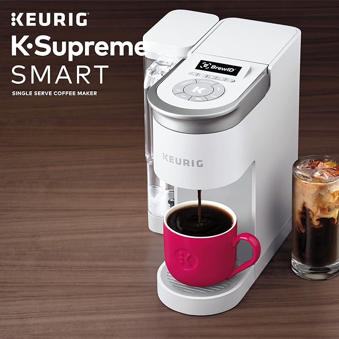 Keurig K-Supreme SMART Single Serve Coffee Maker With WiFi Compatibility 4 Brew Sizes And 66oz Removable Reservoir Compatible with Alexa White
