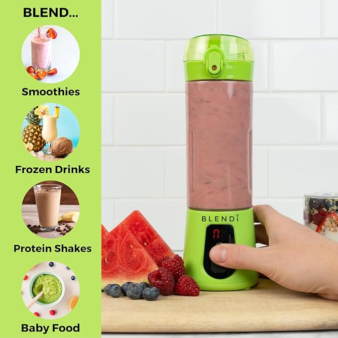 BLENDi Pro+ Portable Blender (New 2025 Model 17.5oz Lime) – Upgraded 120W Motor USB-C Rechargeable Cordless Personal Blender Smoothies &amp Shakes – BPA-Free Self-Cleaning Travel-Friendly