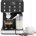 Espresso &amp Americano Machine with Cold Brew Iced Coffee Maker with Ground/Capsule Dual Brewing Touchscreen Milk Frother Latte &amp Cappucinno Maker with 51OZ Water Tank Self-clean Black