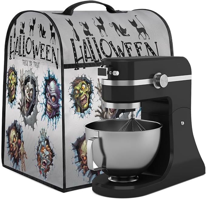 cfpolar Kitchen Aid Mixer Cover Compatible with 6-8 Quarts Halloween Funny Monsters Stand Mixer Cover Kitchen Aid Mixers Accessories Appliance Organizer Bag Dust Covers with Zipper Pocket