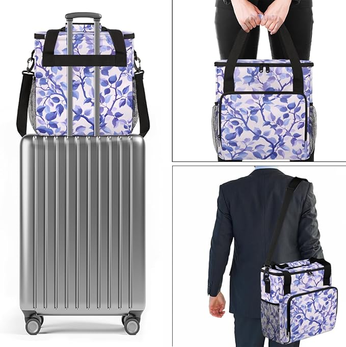 Pastel Flower Coffee Maker Carrying Bag Portable Travel Storage Tote Bag Compatible with K-Mini or K-Mini Plus Single Serve Coffee Brewer Carrying Case with Multiple Pockets &amp Shoulder Strap