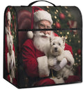 Kitchen Aid Mixer Cover Christmas Santa Puppy Stand Mixer Cover Compatible with 6-8 Quarts Stand Mixers Dust Covers with Zipper Pocket Foldable Washable Kitchen Aid Organizer Bag