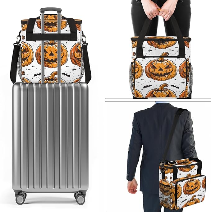 Magical Pumpkin Coffee Maker Carrying Bag Abstract Pumpkin Travel Storage Bag Compatible with K-Mini or K-Mini Plus Single Serve Coffee Brewer Carrying Case with Multiple Pockets &amp Shoulder Stra
