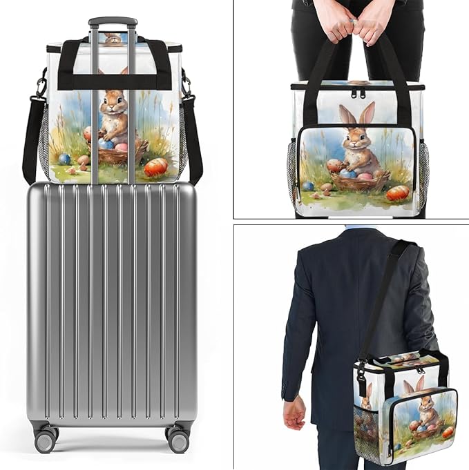 Easter Egg Coffee Maker Carrying Bag Easter Bunny Travel Storage Bag Compatible with K-Mini or K-Mini Plus Single Serve Coffee Brewer Carrying Case with Multiple Pockets &amp Shoulder Strap
