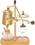 Siphon Coffee Maker Golden Siphon Coffee Maker Borosilicate Glass with Titanium Electroplating 13.53oz Capacity Gravity Siphon Brewing Safety Alcohol Lamp Lid Ideal for Home Coffee Shop