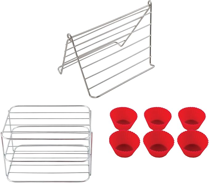 NUWAVE 6 QT Air Fryer Accessories 6 Silicone Egg Liners a Stainless Steel Toaster Rack and a Stainless Steel Bacon Rack (Breakfast Kit)