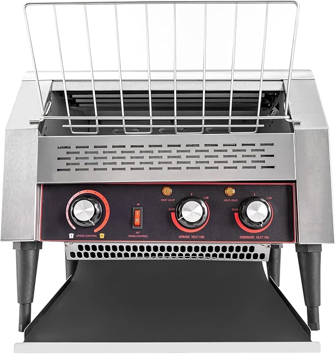 Commercial Toaster Conveyor 450 Slices/Hour Electric Stainless Steel Restaurant Toaster for Bagel Burgers Bun Bread Heavy Duty Industrial Conveyor Toasters