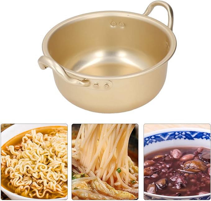 Korean Ramen Pot Korean Ramen Noodle Cooking Pot With Lid Portable Lightweight Ramen Pan with Handle Fast Heating Korean Cookware for Making Ramen Curry Rice Kimchi Soup