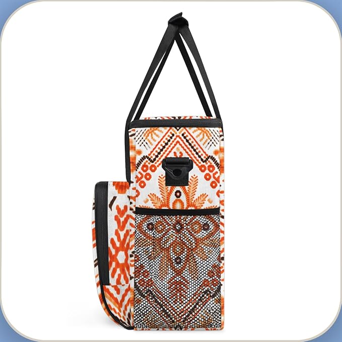 Botanic Flower Coffee Maker Carrying Bag Rich Damask Travel Storage Bag Compatible with K-Mini or K-Mini Plus Single Serve Coffee Brewer Carrying Case with Multiple Pockets &amp Shoulder Strap