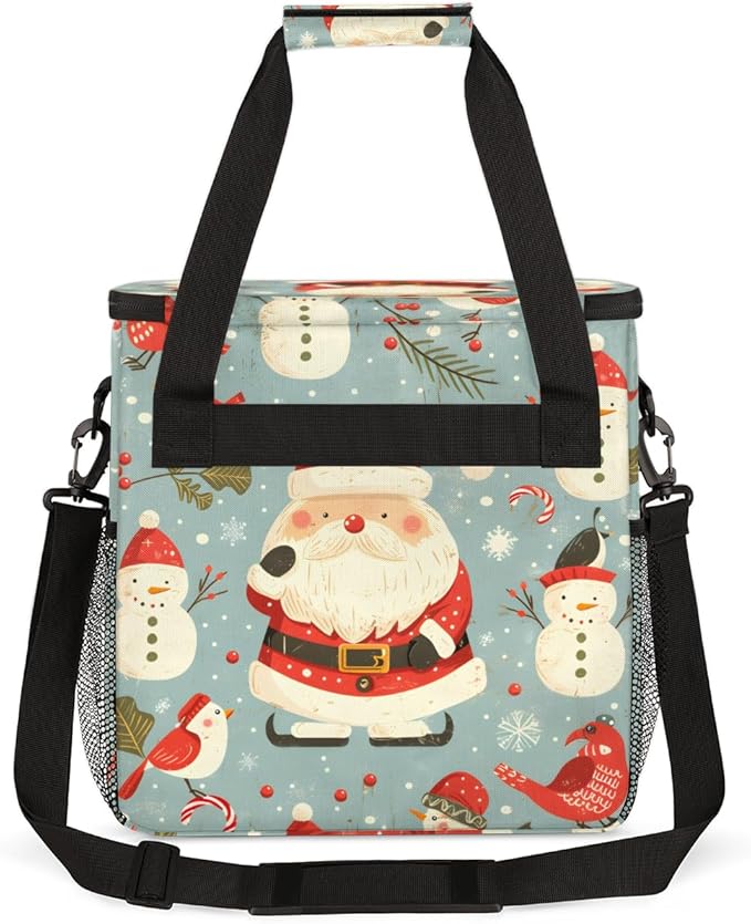 Fantastic Santa Claus Coffee Maker Carrying Bag Watercolor Santa Claus Travel Storage Bag Compatible with K-Mini or K-Mini Plus Single Serve Coffee Brewer Carrying Case with Pockets &amp Shoulder S