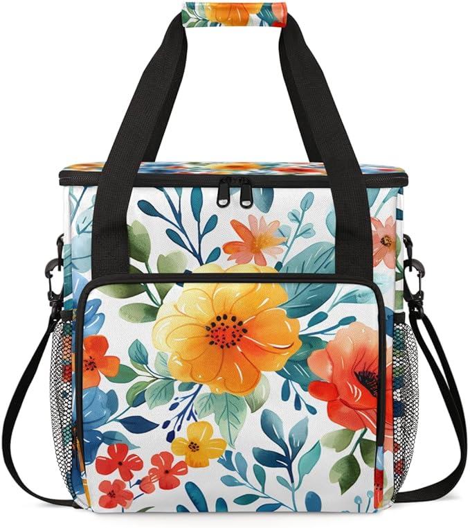 Opulent Flower Coffee Maker Carrying Bag Portable Travel Storage Tote Bag Compatible with K-Mini or K-Mini Plus Single Serve Coffee Brewer Carrying Case with Multiple Pockets &amp Shoulder Strap