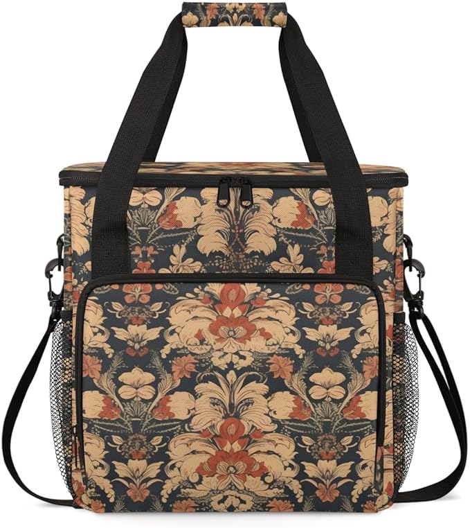 Ethnic Artistic Grunge Coffee Maker Carrying Bag Floral Travel Storage Bag Compatible with K-Mini or K-Mini Plus Single Serve Coffee Brewer Carrying Case with Multiple Pockets &amp Shoulder Strap