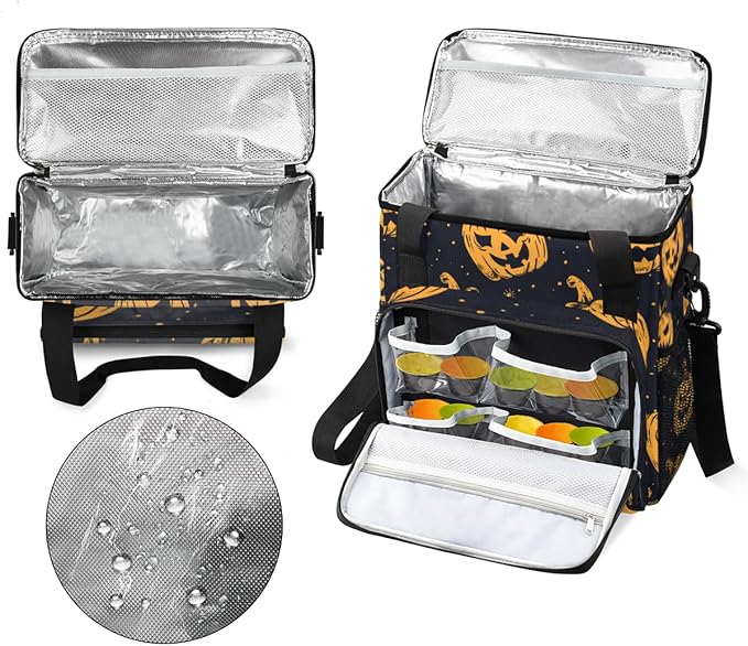 Abstract Pumpkin Coffee Maker Carrying Bag Graffiti Pumpkin Travel Storage Bag Compatible with K-Mini or K-Mini Plus Single Serve Coffee Brewer Carrying Case with Multiple Pockets &amp Shoulder Str