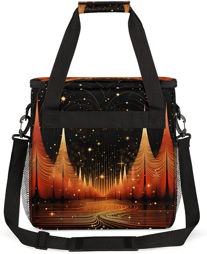 Abstract Christmas Tree Coffee Maker Carrying Bag Travel Storage Bag Compatible with K-Mini or K-Mini Plus Single Serve Coffee Brewer Carrying Case with Multiple Pockets &amp Shoulder Strap
