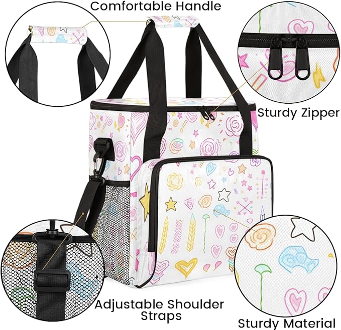 Star Heart Coffee Maker Carrying Bag Portable Travel Storage Tote Bag Compatible with K-Mini or K-Mini Plus Single Serve Coffee Brewer Carrying Case with Multiple Pockets &amp Shoulder Strap