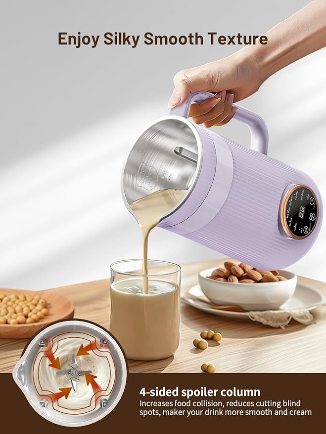 Nut Milk Maker Machine 35oz Homemade Soy Almond Oat Coconut Plant Based and Non Dairy Beverages 8 in 1 Automatic Soybean Machine With 12H Delay Start/Keep Warm/Boil Water