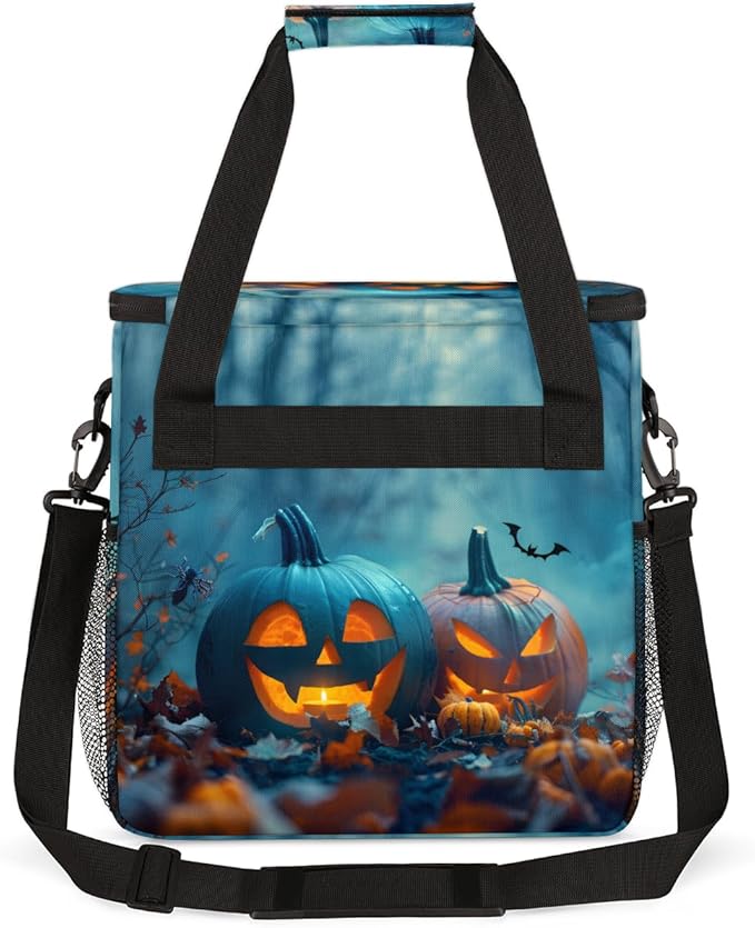 Abstract Pumpkin Coffee Maker Carrying Bag Bright Pumpkin Travel Storage Bag Compatible with K-Mini or K-Mini Plus Single Serve Coffee Brewer Carrying Case with Multiple Pockets &amp Shoulder Strap