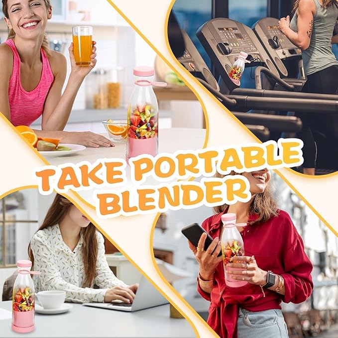 Portable Blender Easy to Use &amp Self Clean 2-in-1 Blenders and Bottle with Self-Cleaning Powerful Power to Crush Ice for Making Fruit Juice (Beige)