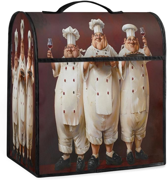 Kitchen Aid Mixer Cover Funny Chef Cook Stand Mixer Cover Compatible with 6-8 Quarts Stand Mixers Dust Covers with Zipper Pocket Foldable Washable Kitchen Aid Organizer Bag