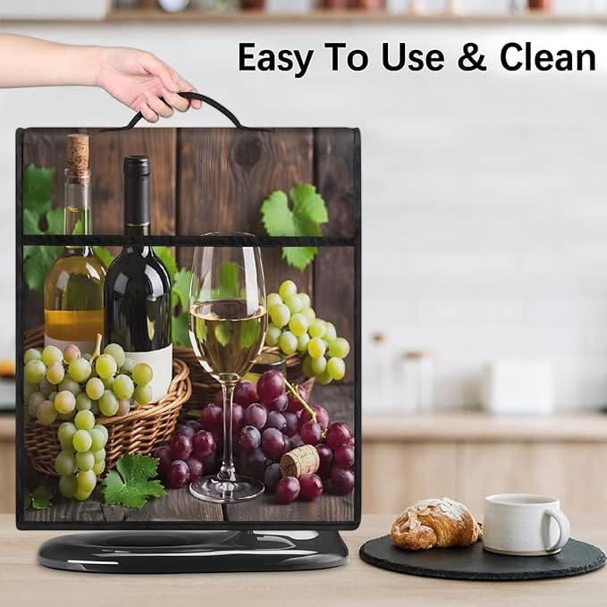 Kitchen Aid Mixer Cover Fruit Grapes Wine Leaves Stand Mixer Cover Compatible with 6-8 Quarts Stand Mixers Dust Covers with Zipper Pocket Foldable Washable Kitchen Aid Organizer Bag
